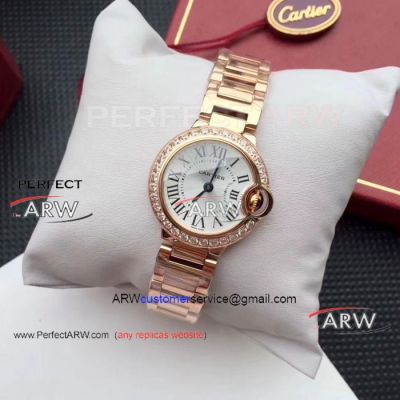 Perfect Replica Cartier Ballon Bleu de 28mm Watch All Rose Gold Diamond Case